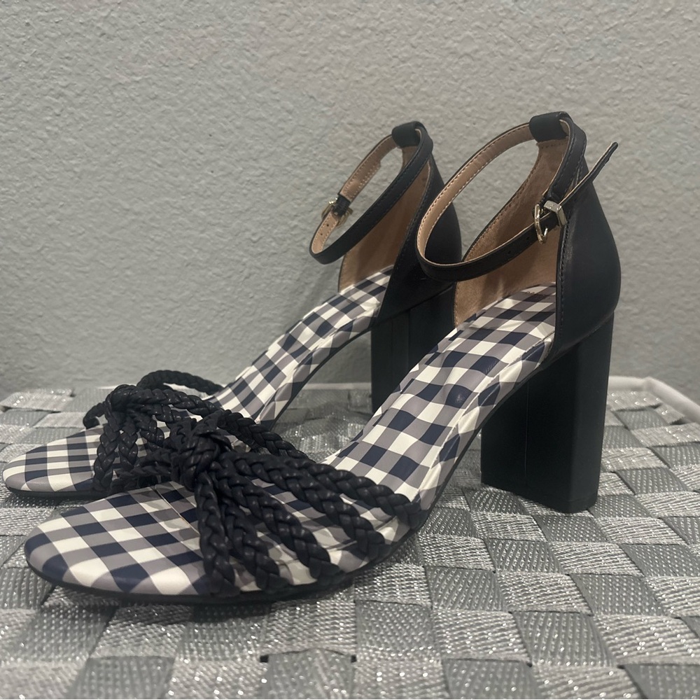 Gingham Navy Women's Heels